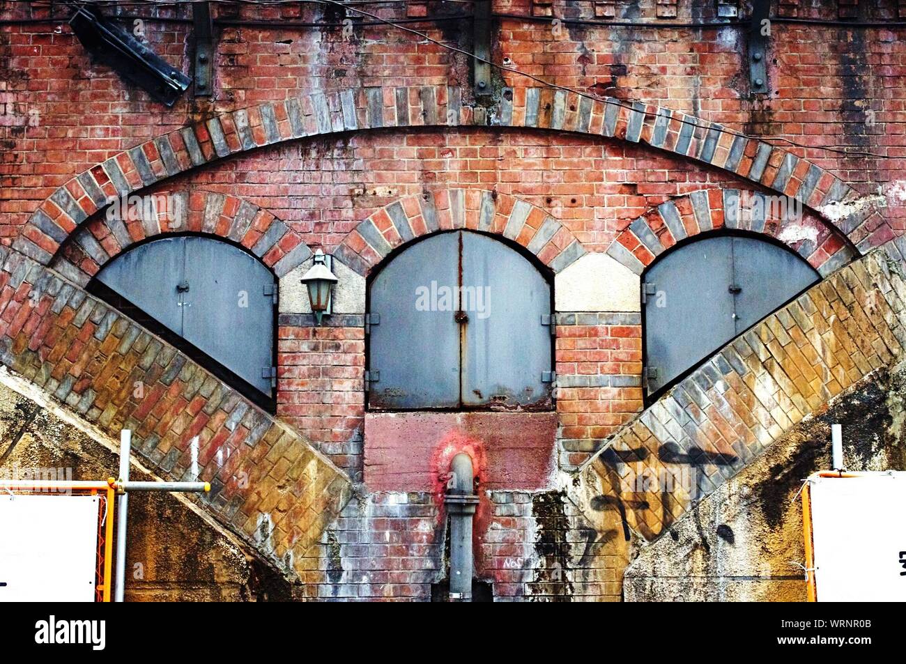 Arched Windows On Brick Wall Stock Photo