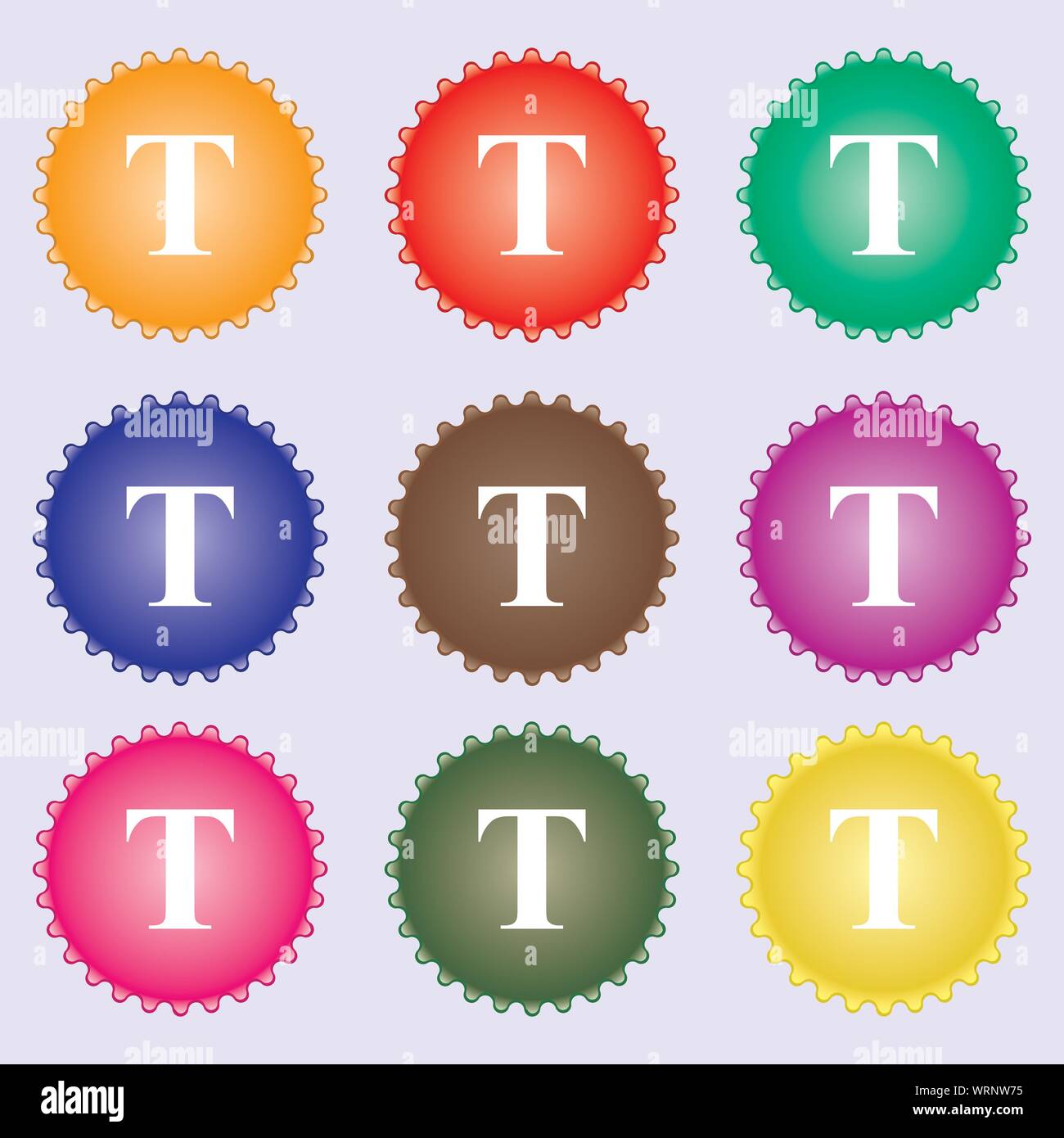 Text edit icon sign. A set of nine different colored labels. Vector Stock Vector