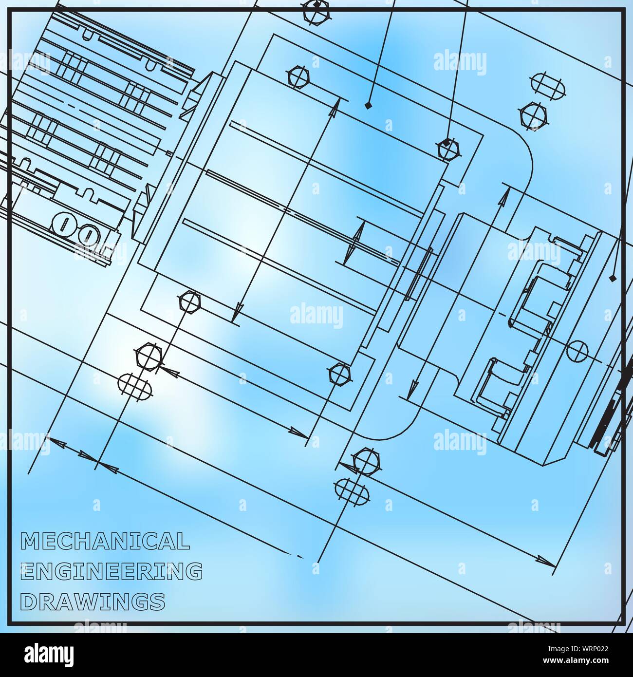 Mechanical engineering drawing blue and white background. Engineering ...