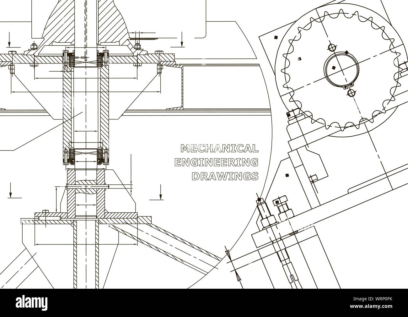 Engineering backgrounds. Technical. Mechanical engineering drawings. Blueprints. White Stock Vector