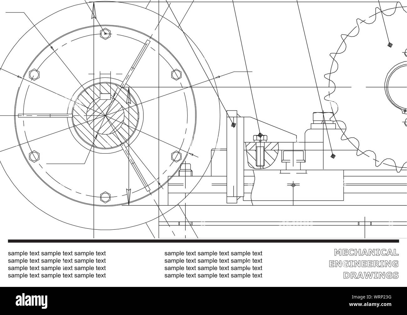 Vector drawing. Mechanical drawings on a white background. Engineering