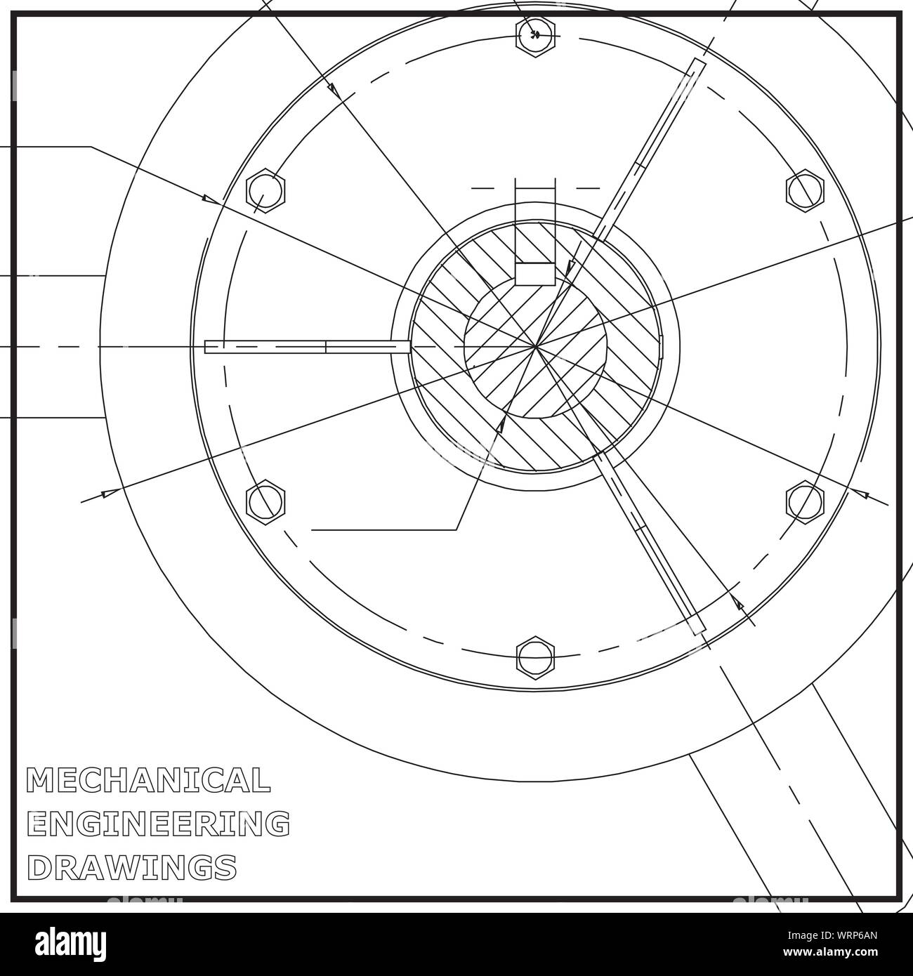Mechanical engineering drawings. Engineering illustration. White Stock