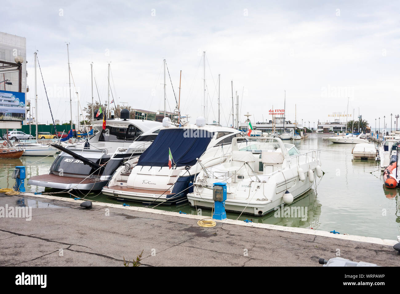 Yachts moored at Porto Di Riccione, Riccione, Emilia-Romagna, Italy Stock Photo