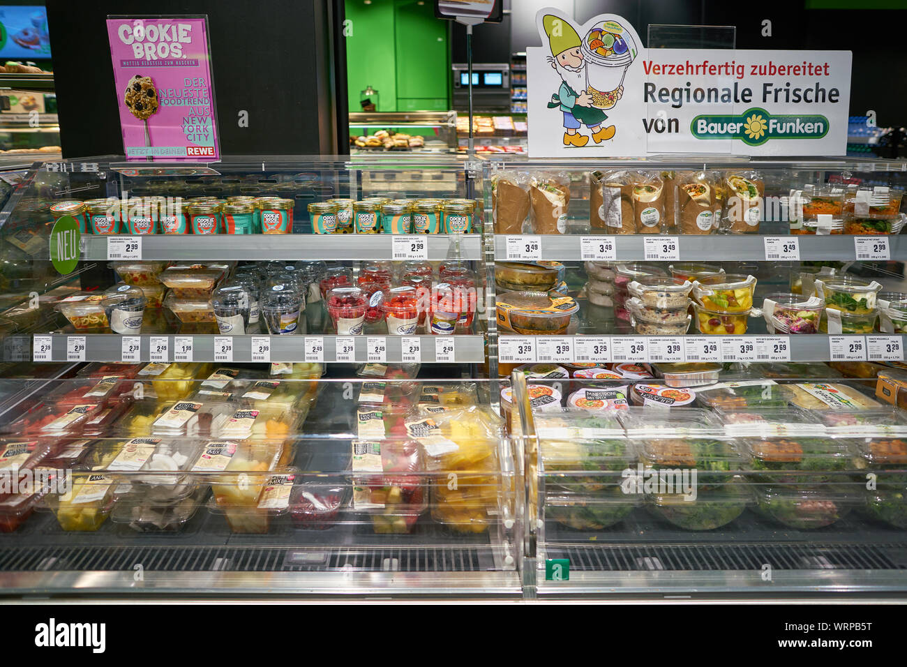 COLOGNE, GERMANY - CIRCA SEPTEMBER 2018: interior shot of REWE To Go