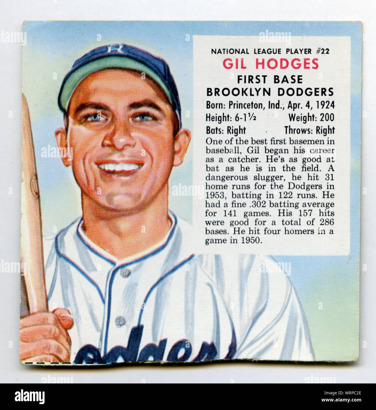 1950s era baseball card of Gil Hodges with the Brooklyn Dodgers was issued  by Red Man Tobacco as a premium Stock Photo - Alamy