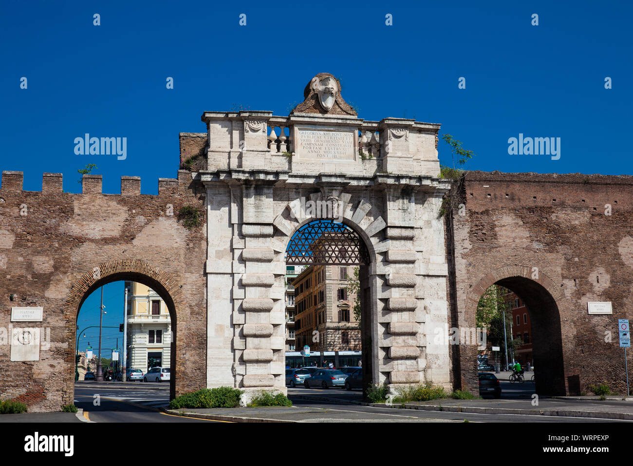 Porta San Giovanni a gate in the Aurelian Wall of Rome Stock Photo