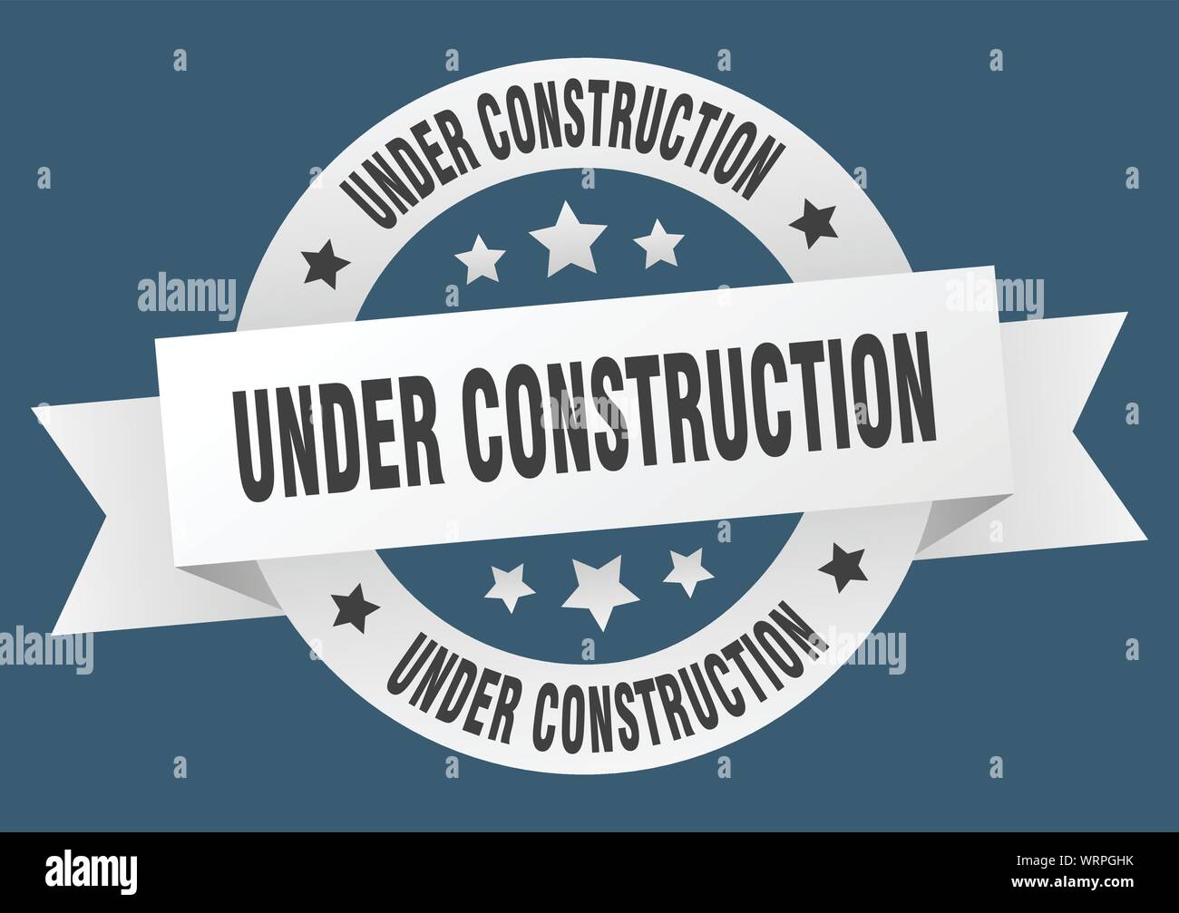 under construction ribbon. under construction round white sign. under construction Stock Vector