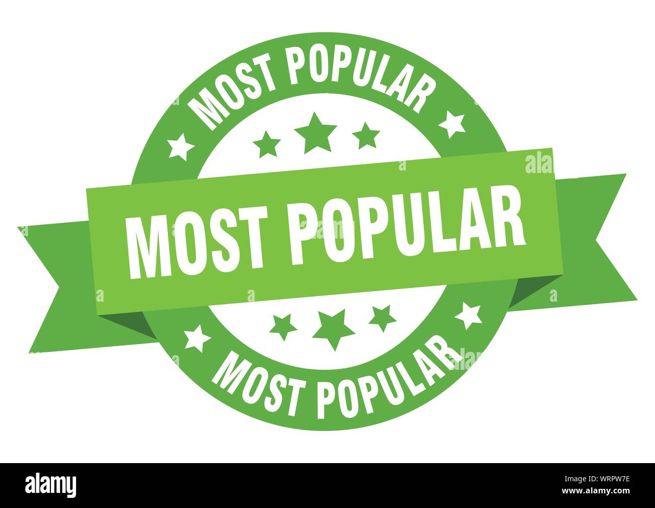 most popular ribbon. most popular round green sign. most popular