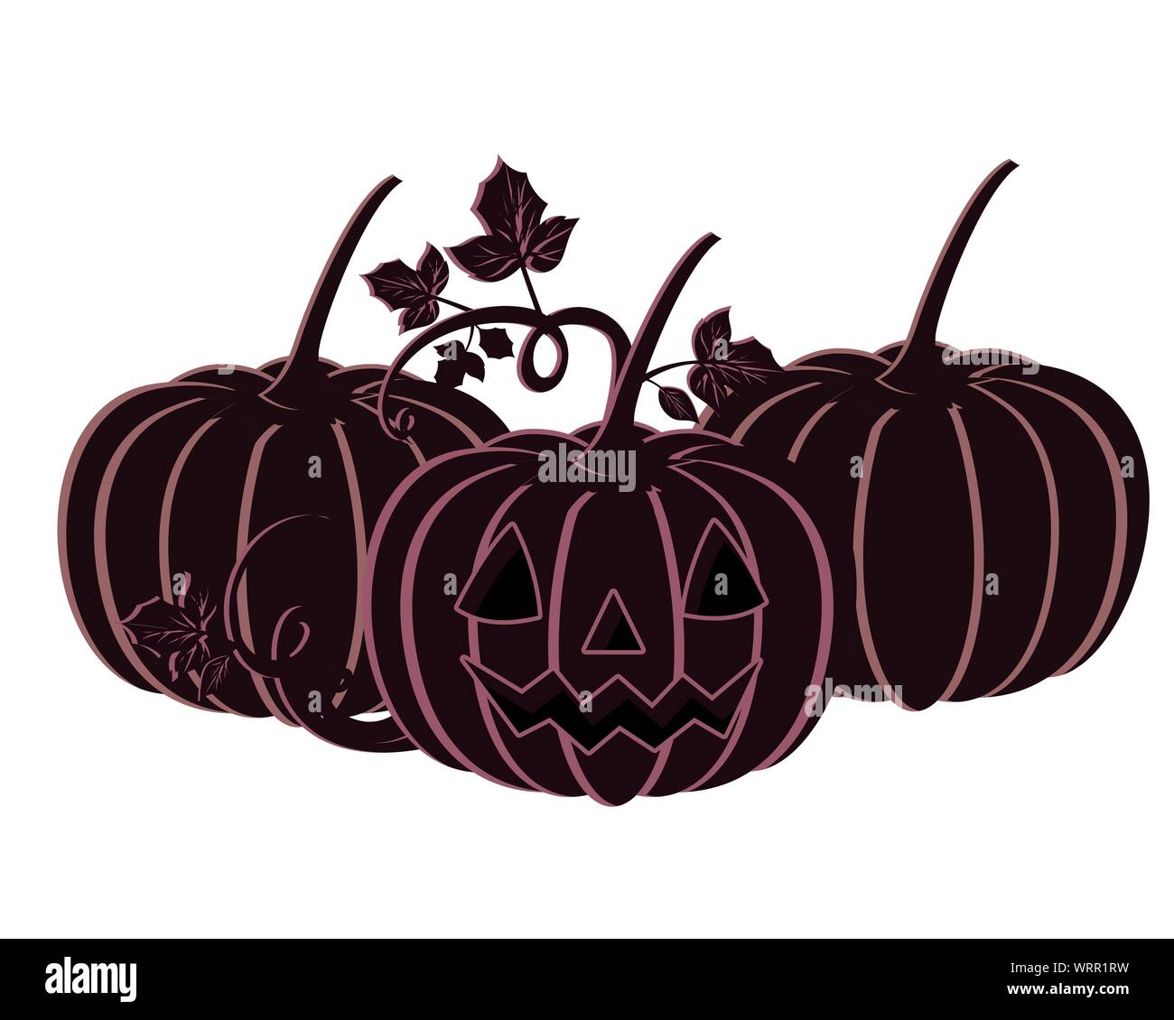 halloween pumpkin with scary face on white background Stock Vector ...