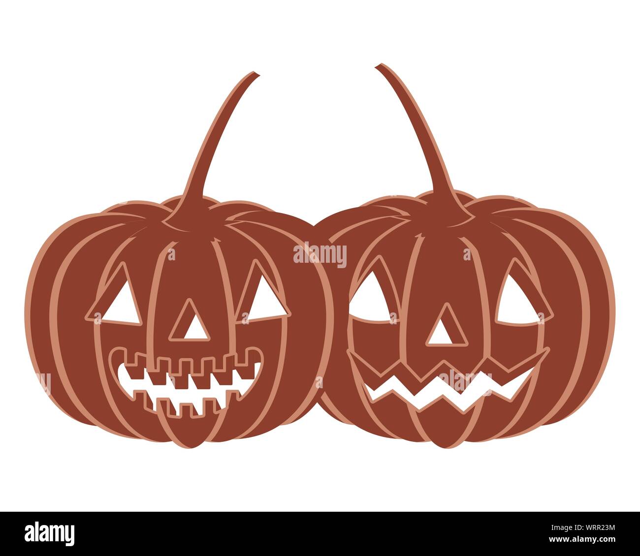 halloween pumpkin with scary face on white background Stock Vector ...