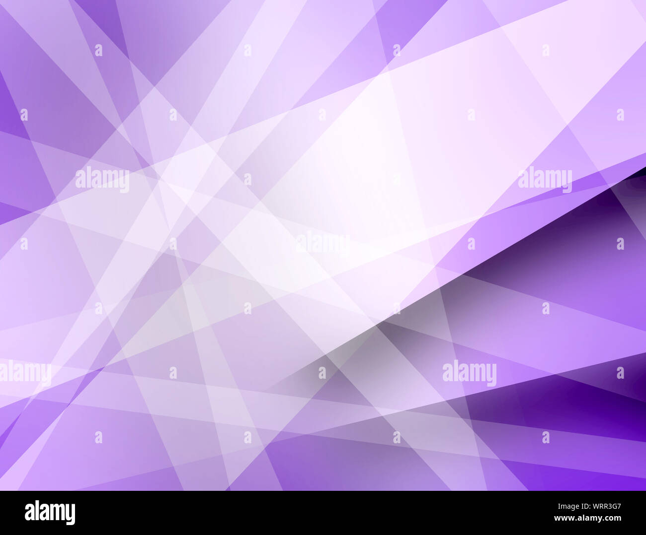 Abstract purple and white background design with layers of transparent stripes and shapes  in geometric pattern Stock Photo