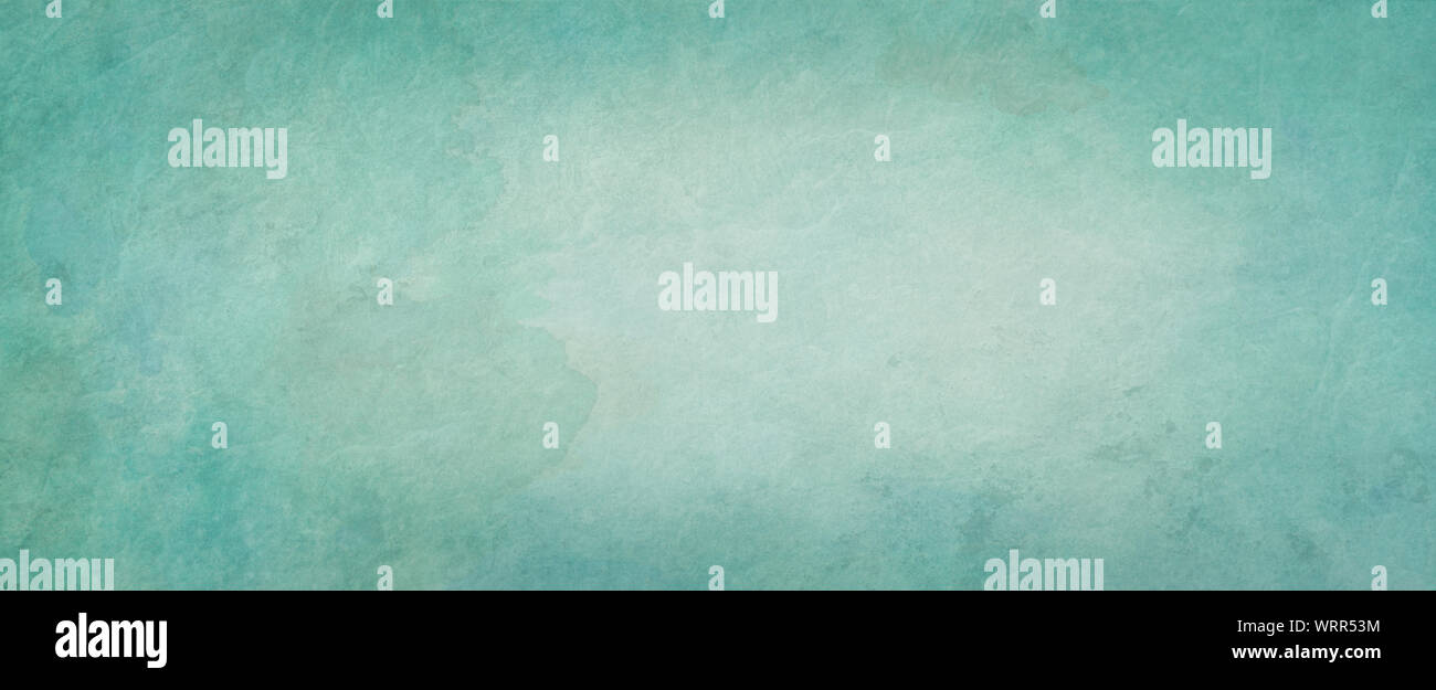 Blue green background with watercolor texture in abstract vintage pastel color and dark border design Stock Photo