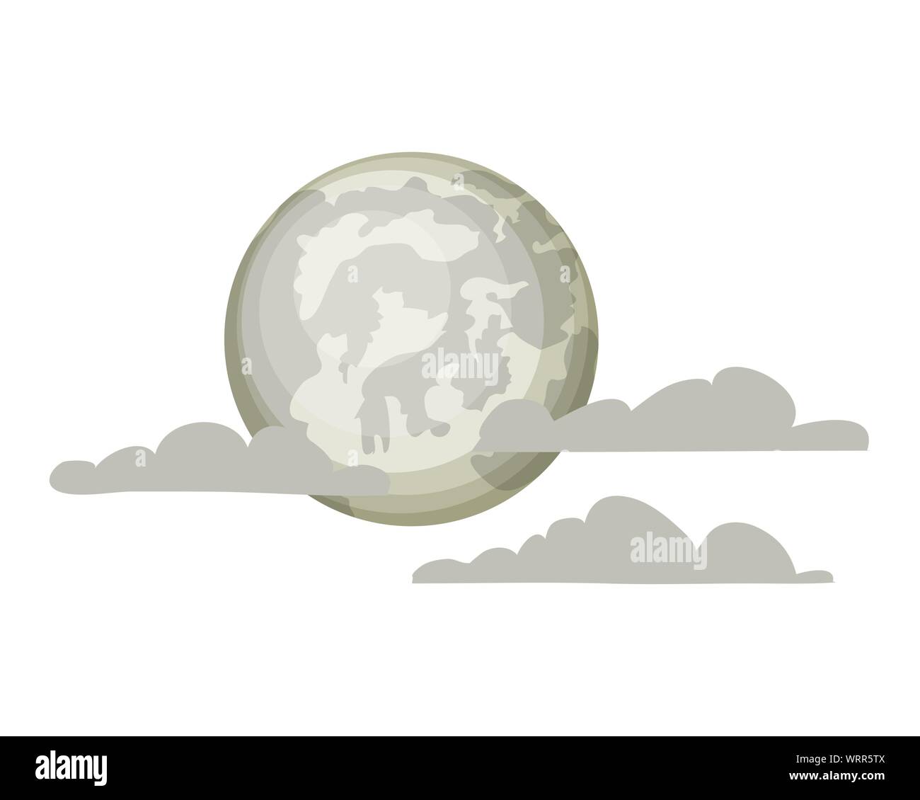 Realistic full moon with clouds isolated on a transparent background.  Starry cloud. Dark night. Glowing milk moon. Vector illustration Stock  Vector
