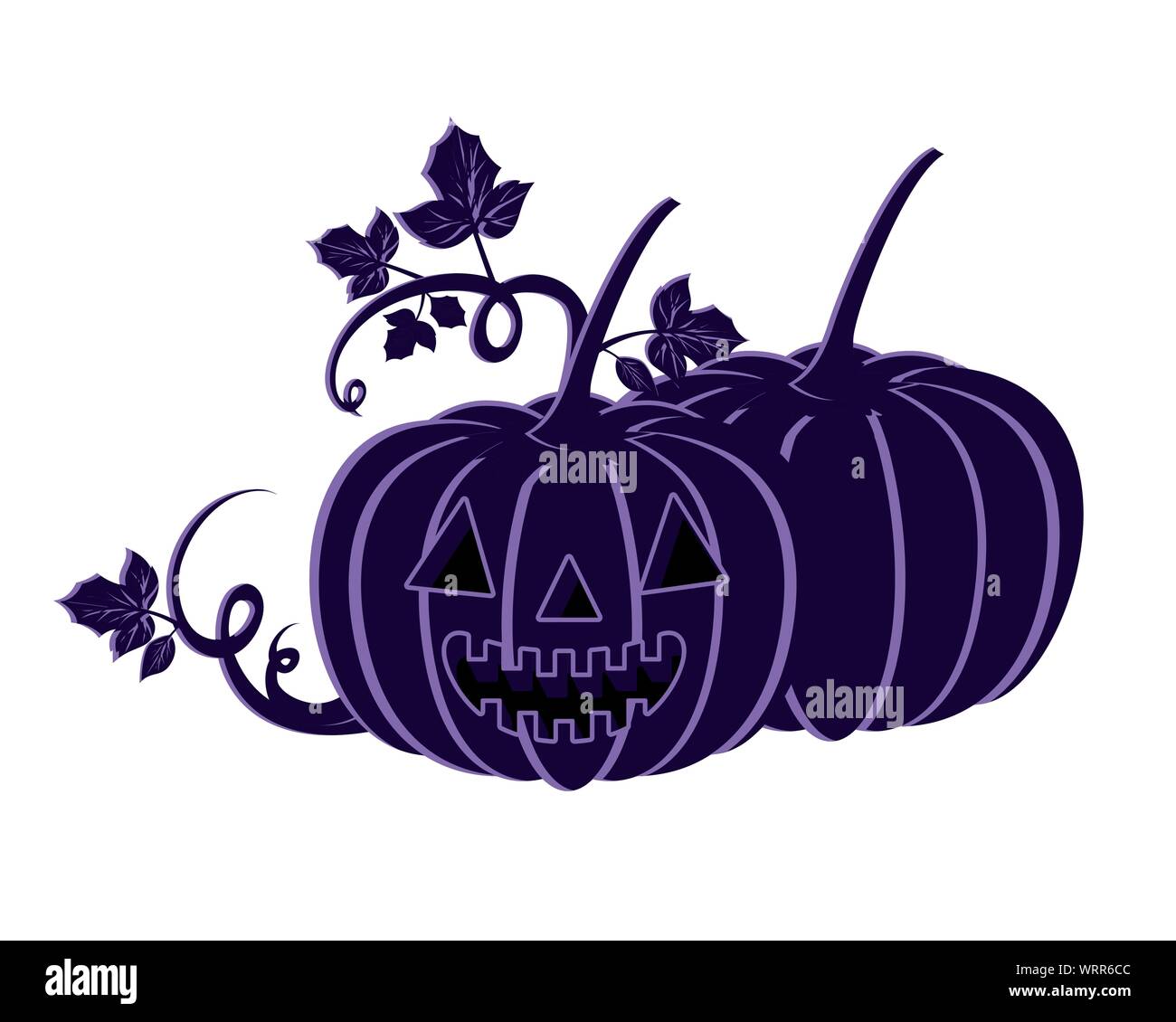 halloween pumpkin with scary face on white background Stock Vector ...