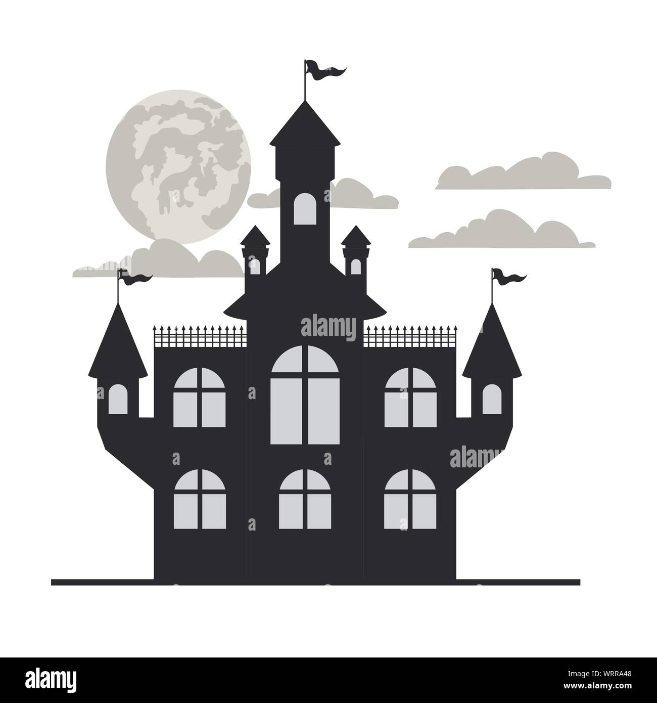 scary halloween castle on white background Stock Vector Image & Art - Alamy