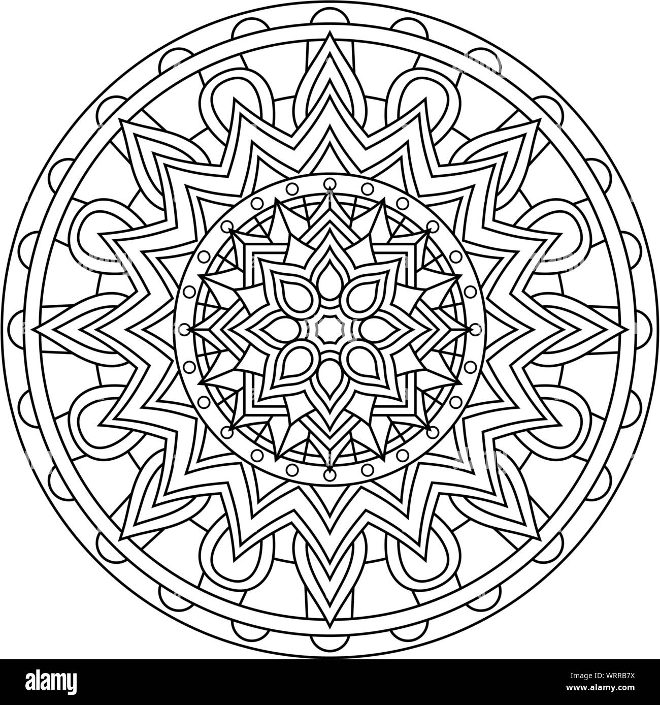 vector mandala art for coloring with abstract and geometric design elements isolated on white background Stock Vector
