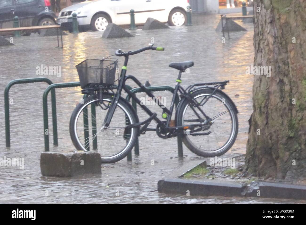 road bike on wet pavement
