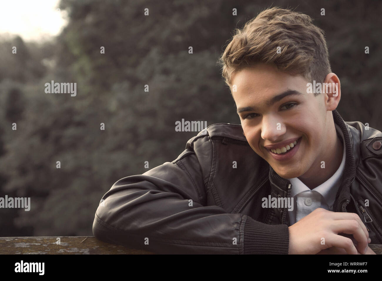 Portrait Of Smiling Teenage Boys Stock Photo