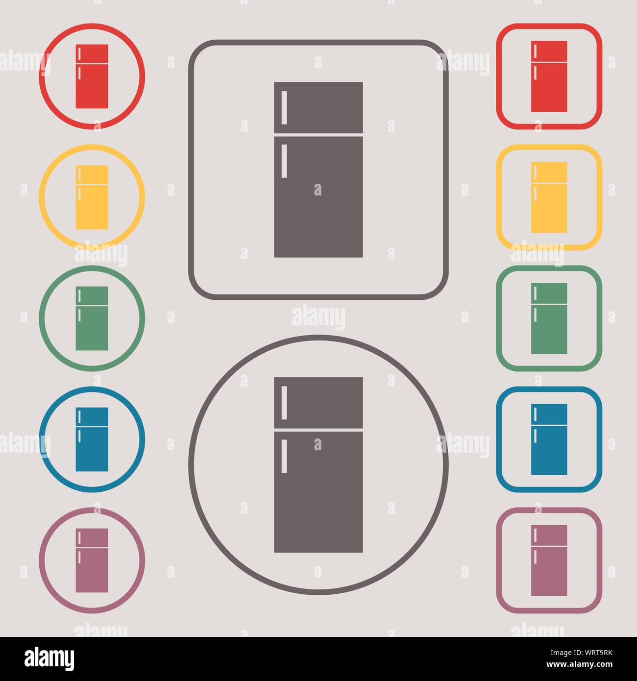 Refrigerator icon sign. Symbols on the Round and square buttons with