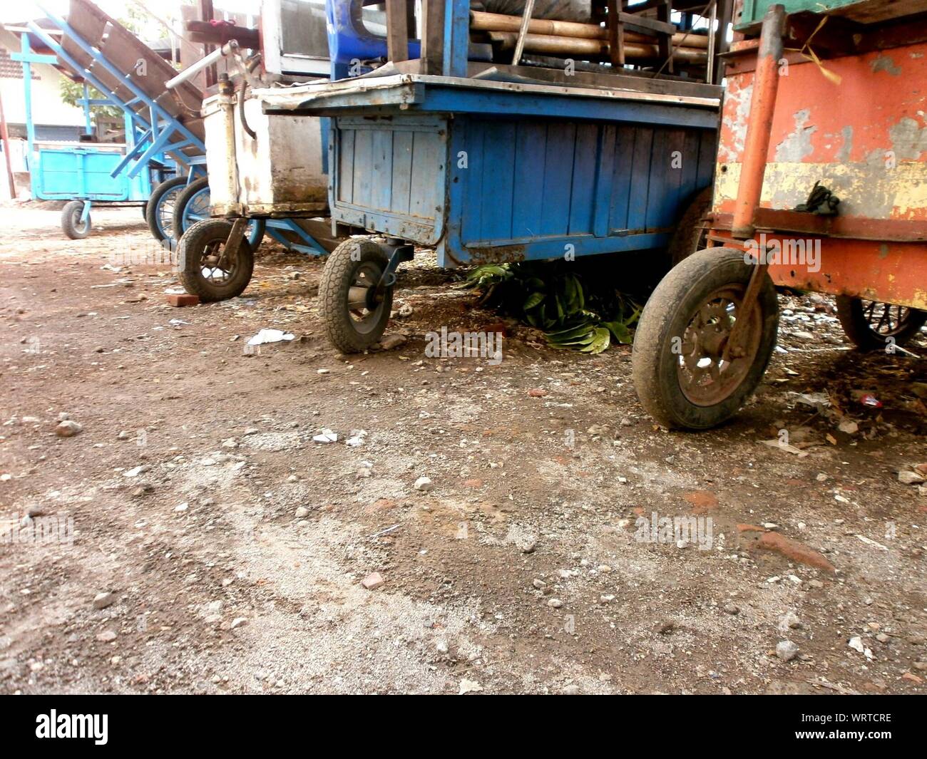 Old Carts On Field Stock Photo Alamy