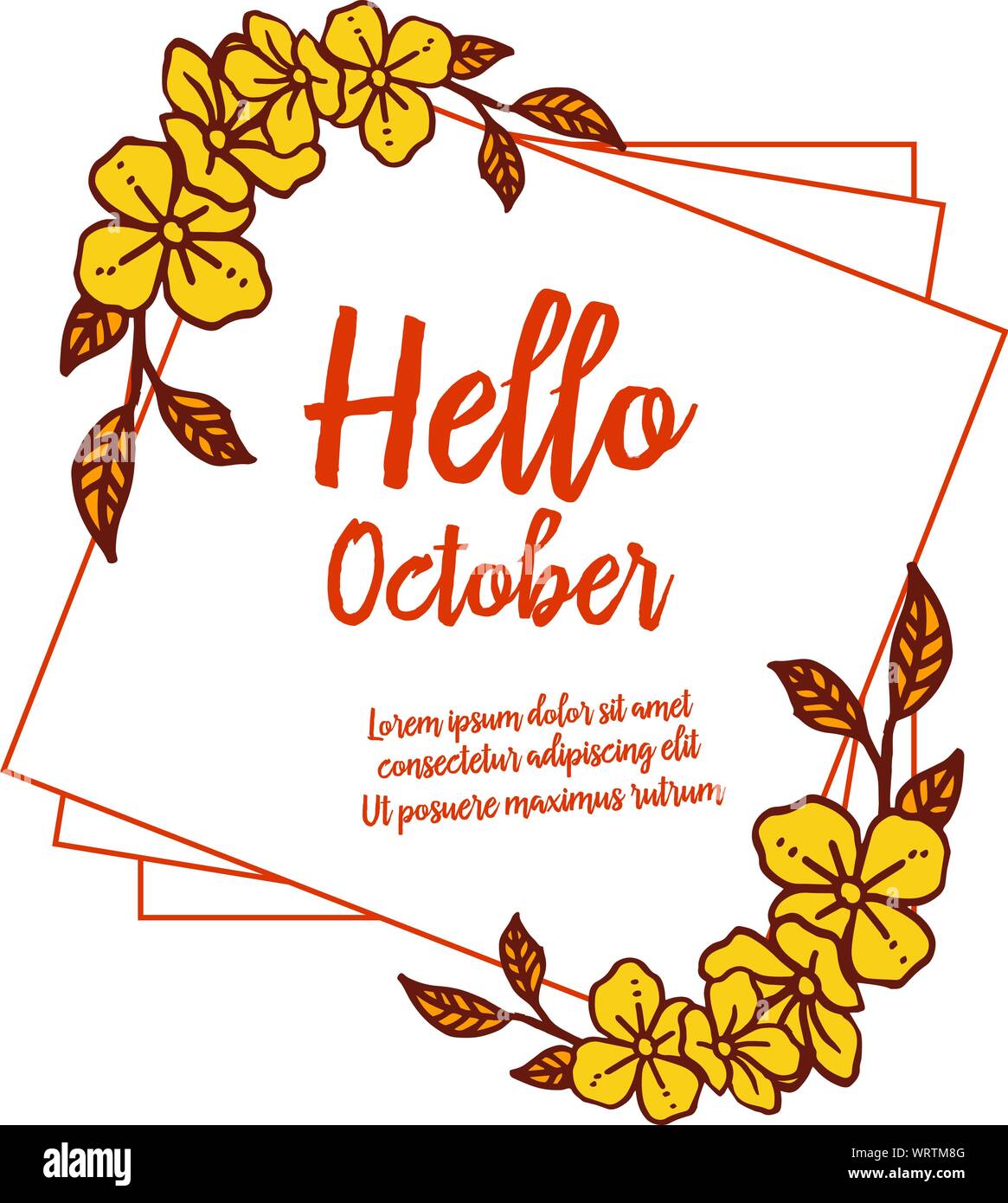 Octuber Frame Modern autumn leaves and flower frame, for calligraphy hello october ...