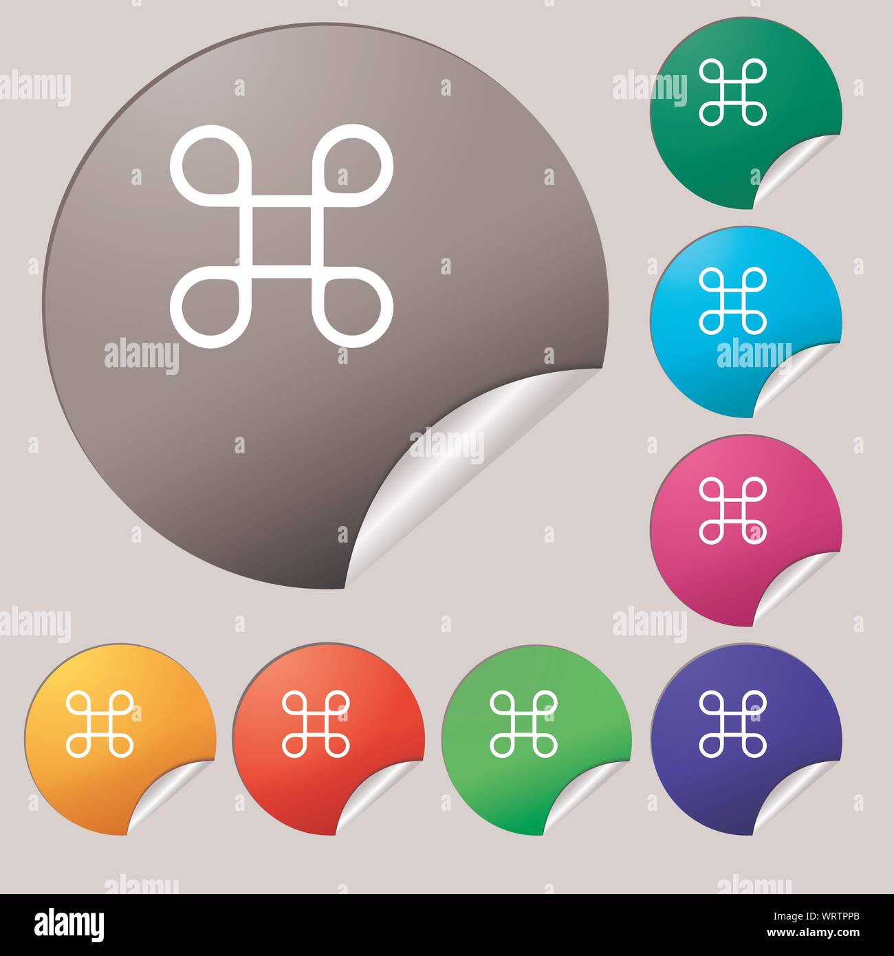 Keyboard Maestro icon. Set of eight multi colored round buttons ...