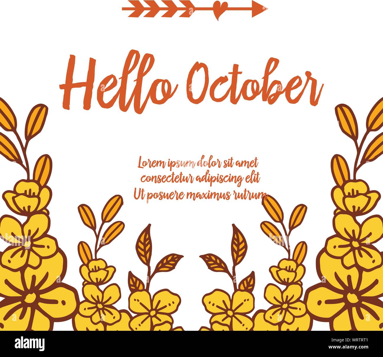 Template of handwritten lettering hello october, with abstract autumn ...