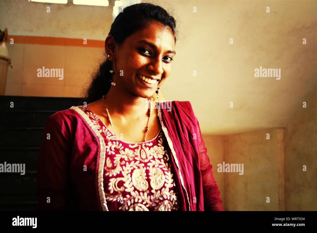 Indian Woman Wearing Salwar Kameez Stock Photo