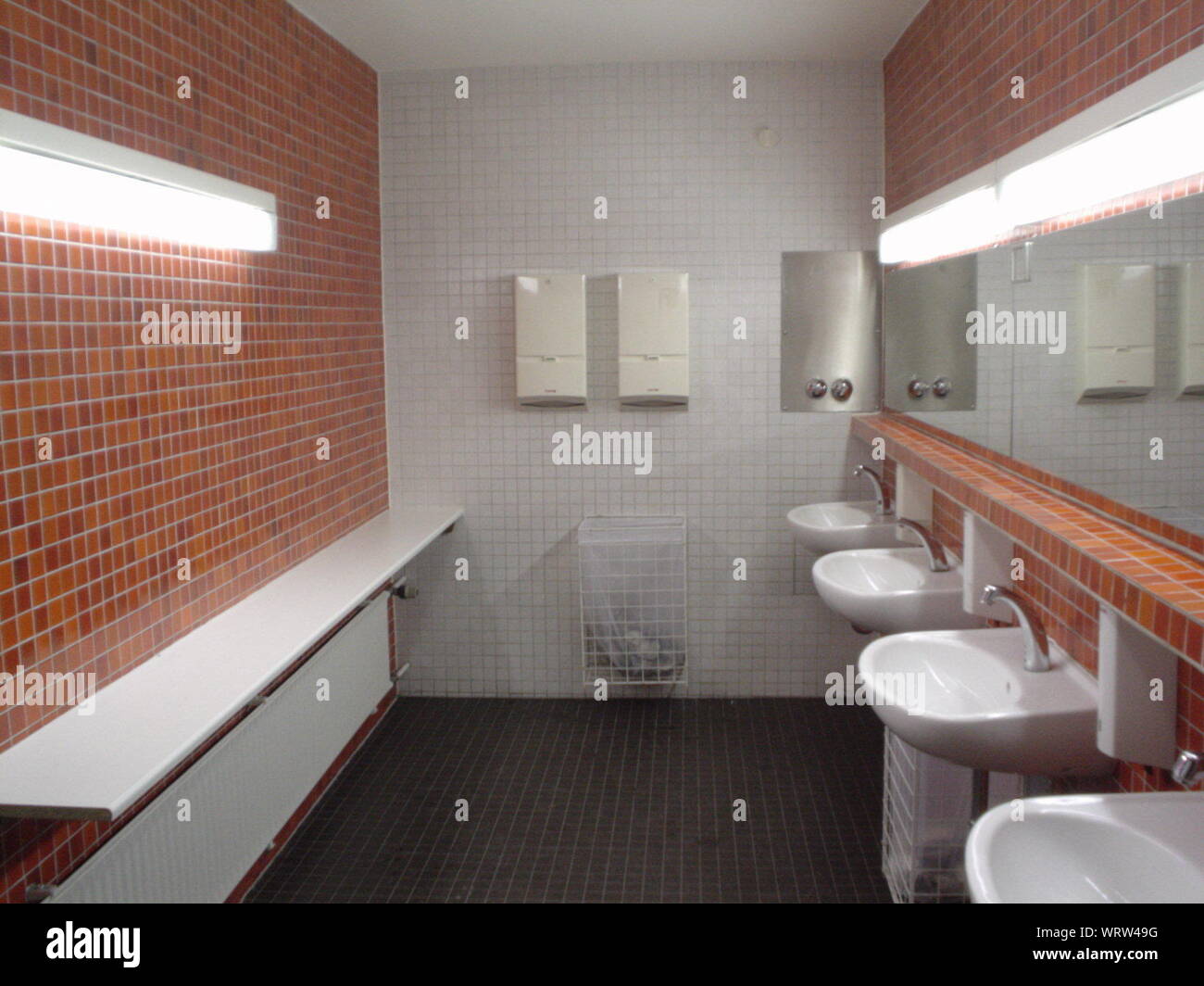 Sinks And Mirror In Public Restroom Stock Photo Alamy