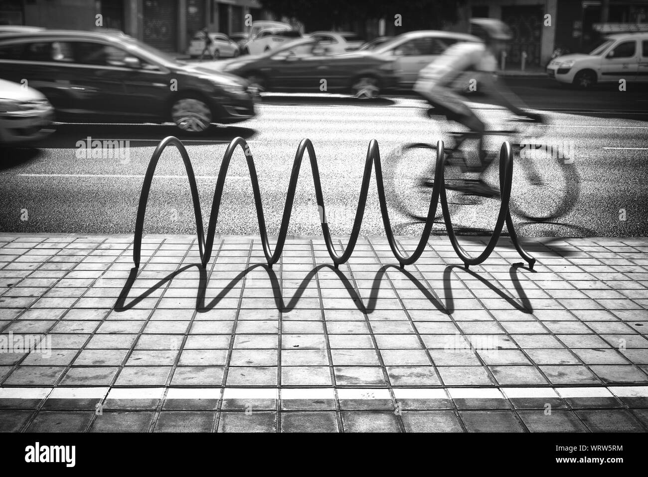 Bicycle Rack On Sidewalk In City Stock Photo Alamy
