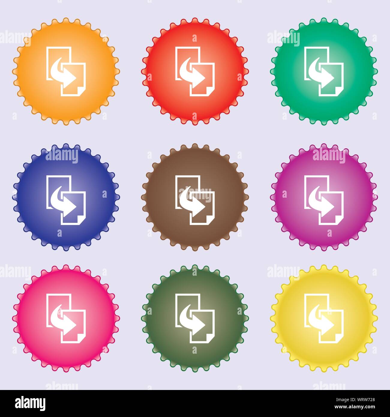Copy file sign icon. Duplicate document symbol. A set of nine different ...