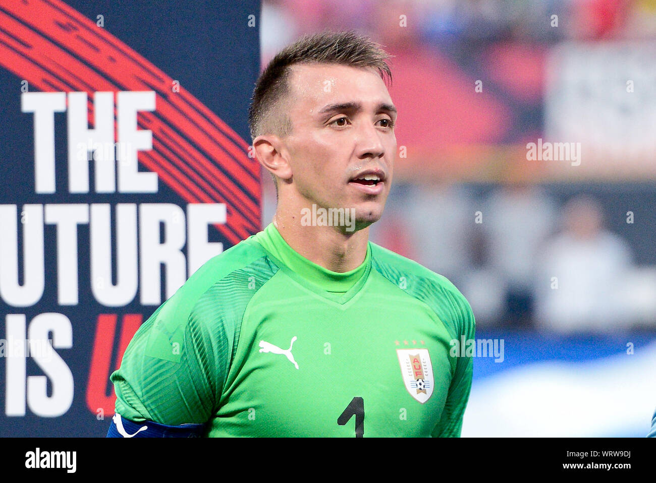 St. Louis, Missouri, USA. 10th Sep, 2019. Uruguay goalkeeper Fernando Muslera (1) during the final match before the Concacaf Nations League as the United States Men's National Team hosted Uruguay at Busch Stadium in St. Louis City, MO Ulreich/CSM/Alamy Live News Stock Photo
