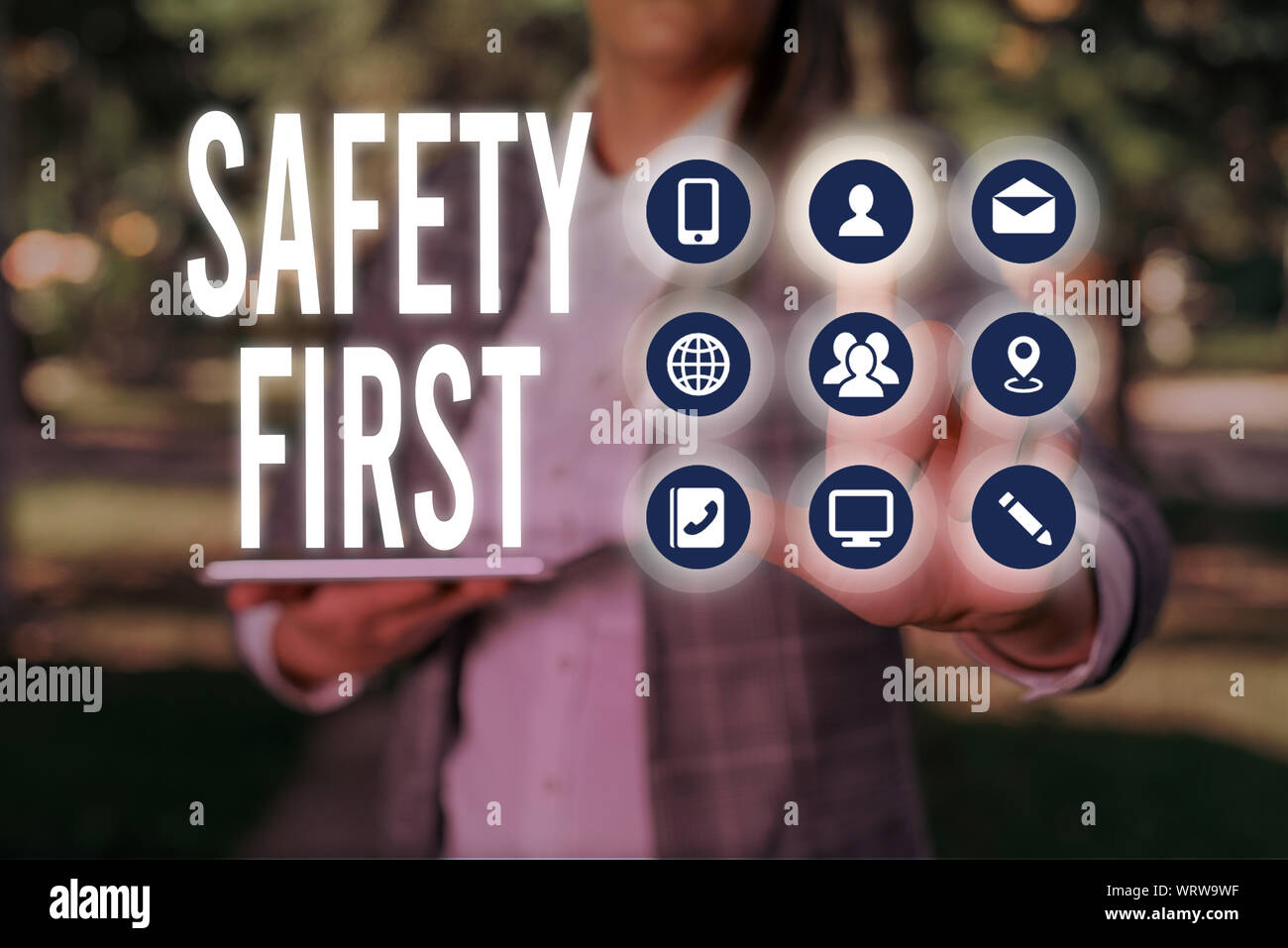 Safety First Write Up Handwriting text writing Safety First. Conceptual photo used to say ...