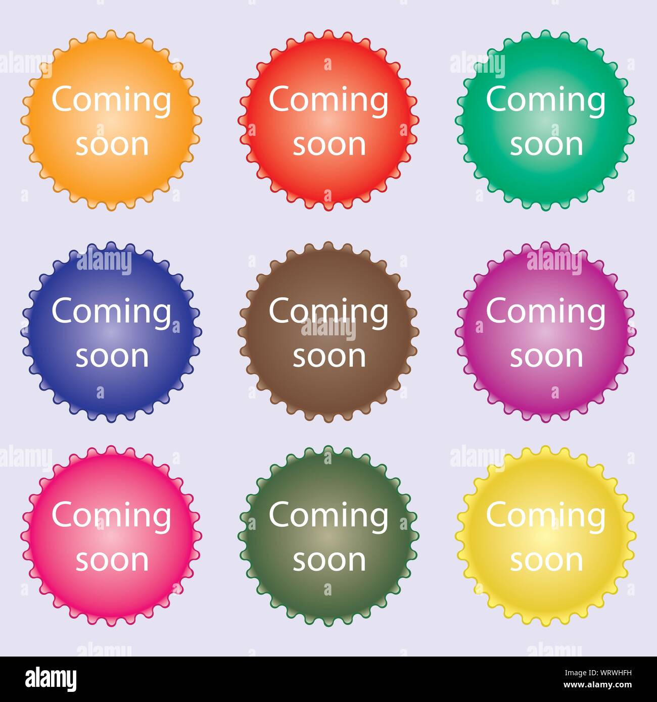 Coming soon sign icon. Promotion announcement symbol. A set of nine ...