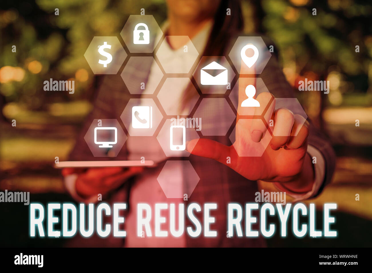 Writing note showing Reduce Reuse Recycle. Business concept for ...