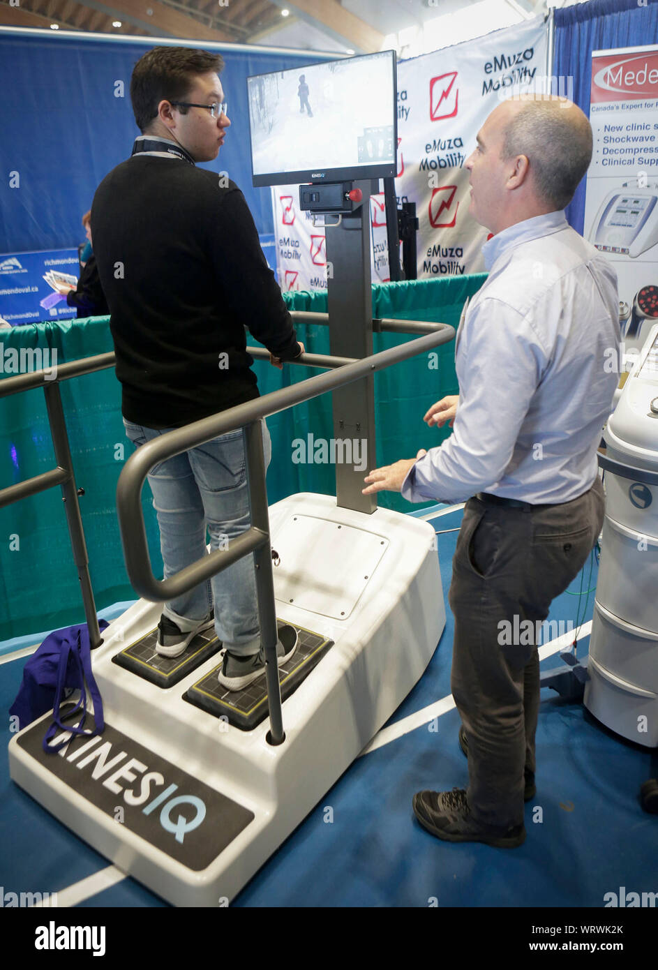 Richmond, Canada. 10th Sep, 2019. An attendee tries a lower limb