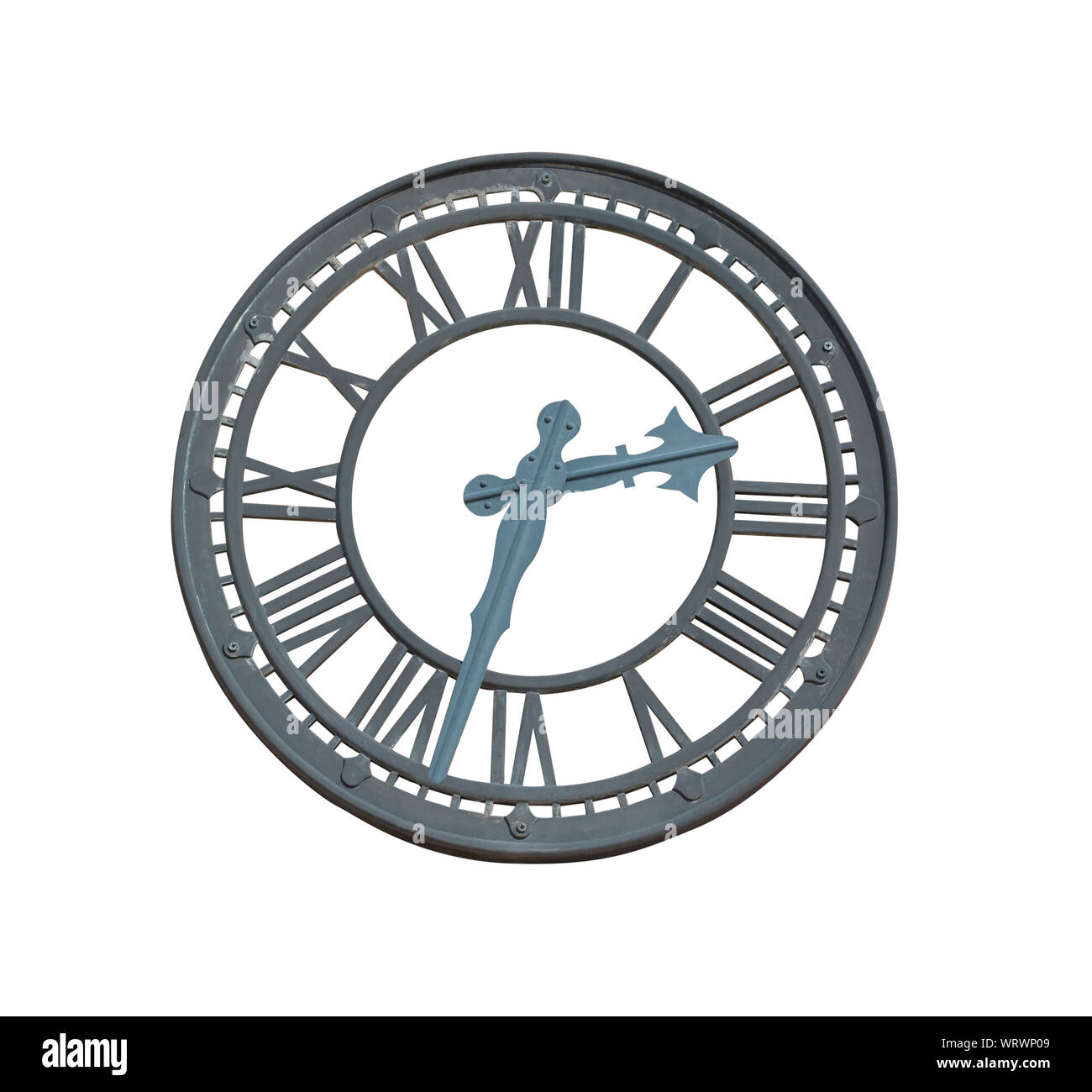 Retro wall clock black color isolated on white background. Object with