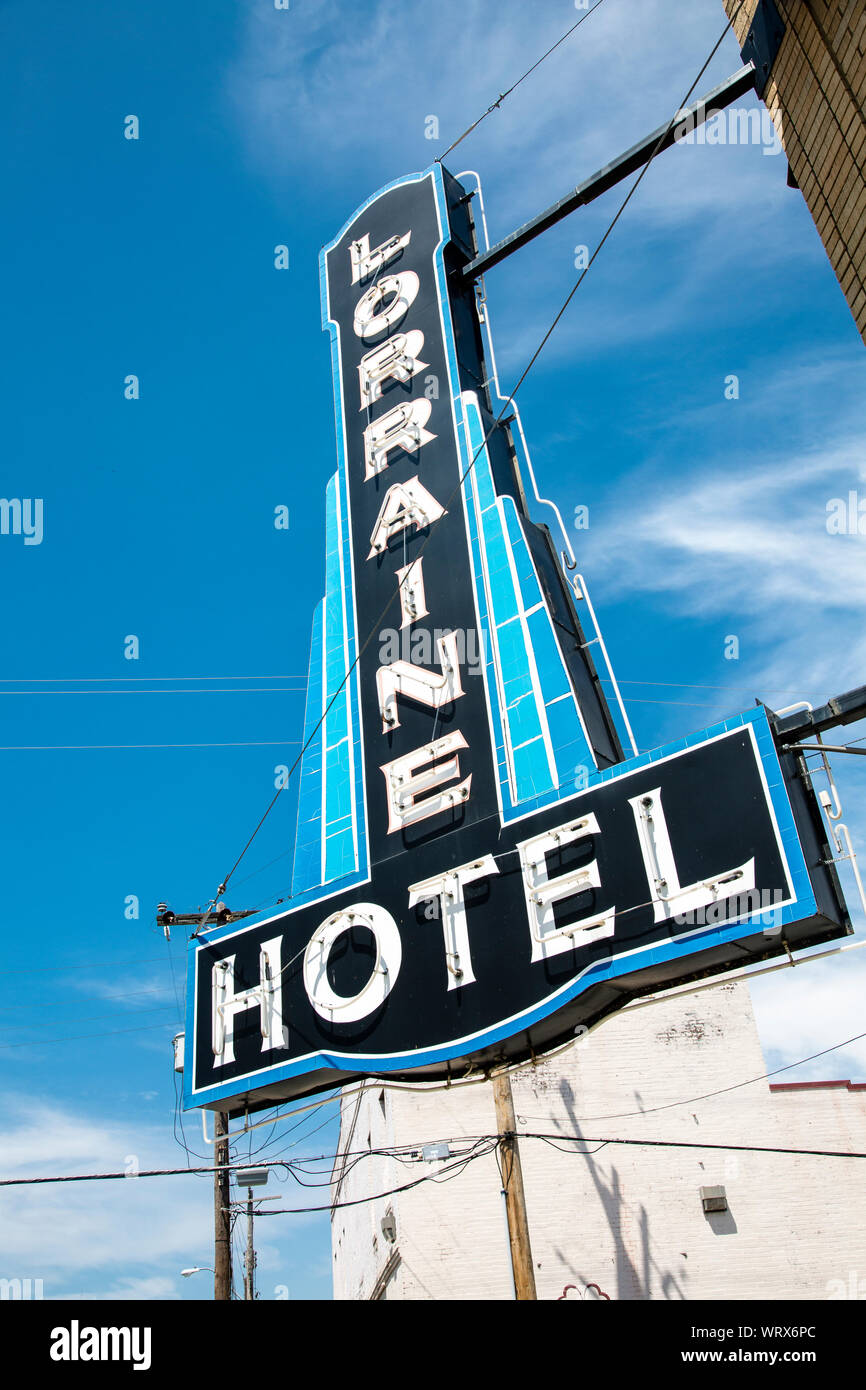 Sign of the Lorraine Hotel, Civil Rights Museum, Memphis, Tennessee, United States Stock Photo