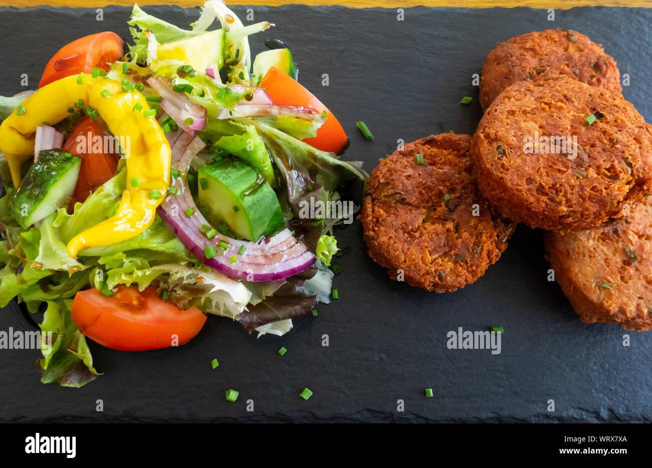 Falafel and a mixed salad Stock Photo