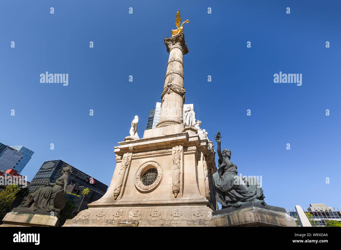 Mexico City, Mexico-10 July, 2019: Angel of Independence monument located on Reforma Street near historic center of Mexico City Stock Photo