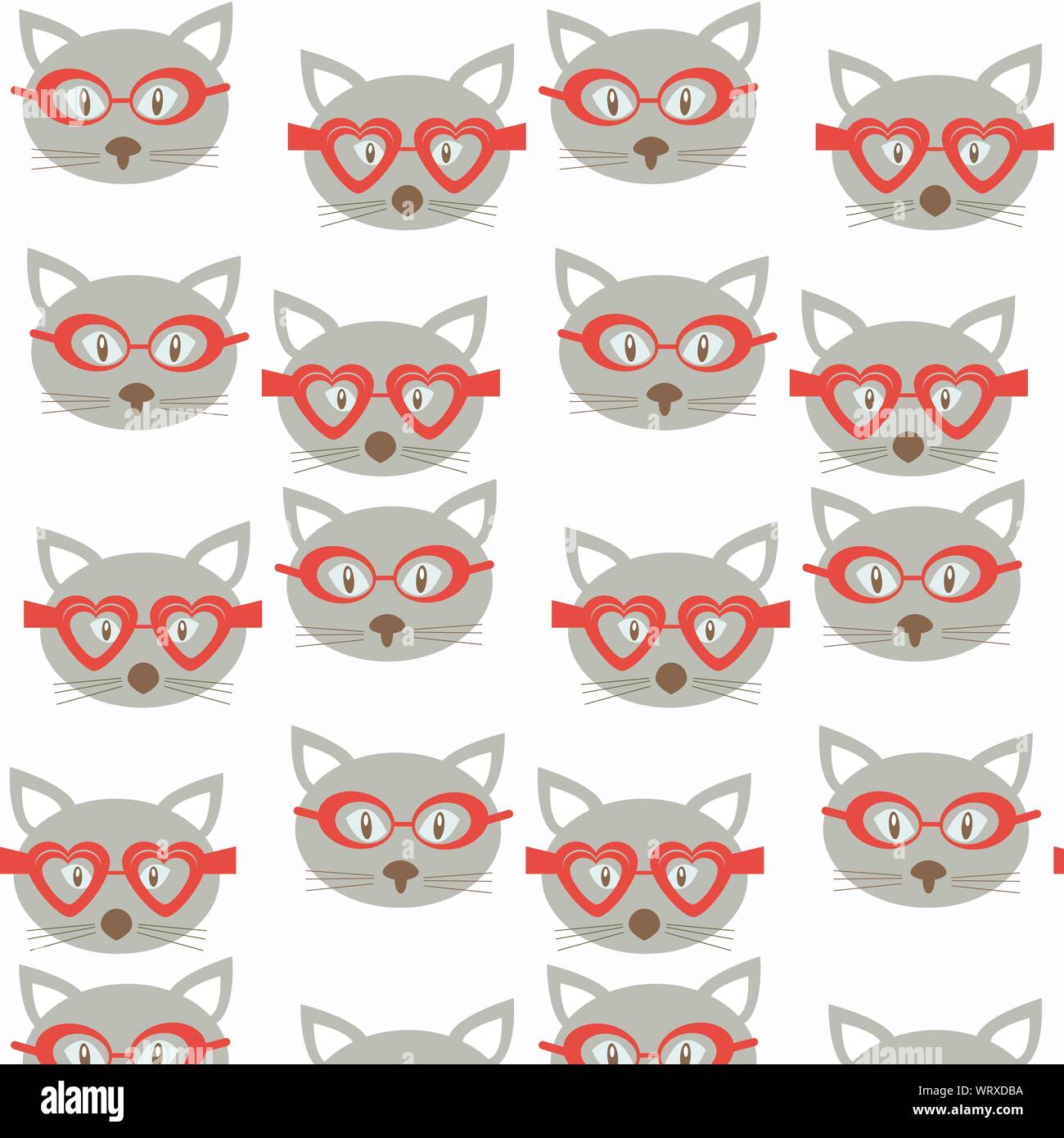 Cool cats in sunglasses seamless pattern. It is located in swatch menu, vector image. Stock Vector