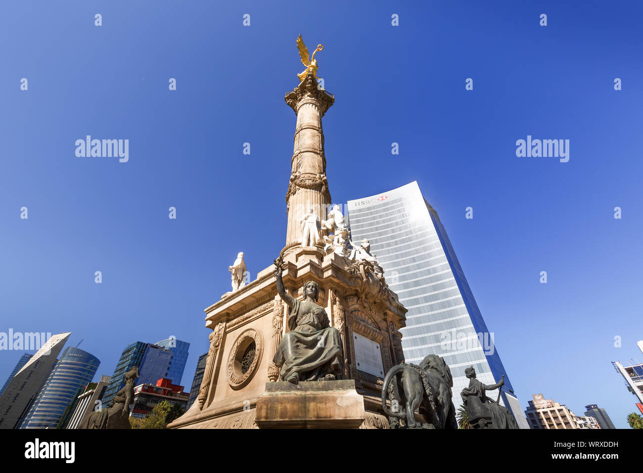 Mexico City, Mexico-10 July, 2019: Angel of Independence monument located on Reforma Street near historic center of Mexico City Stock Photo