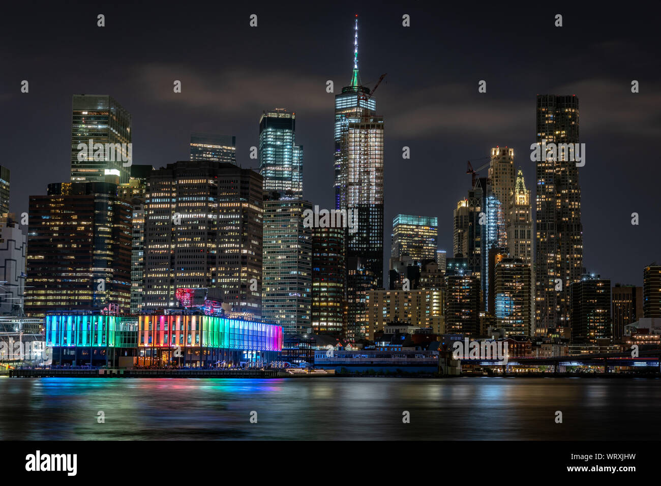 New York skyline view at night Stock Photo - Alamy