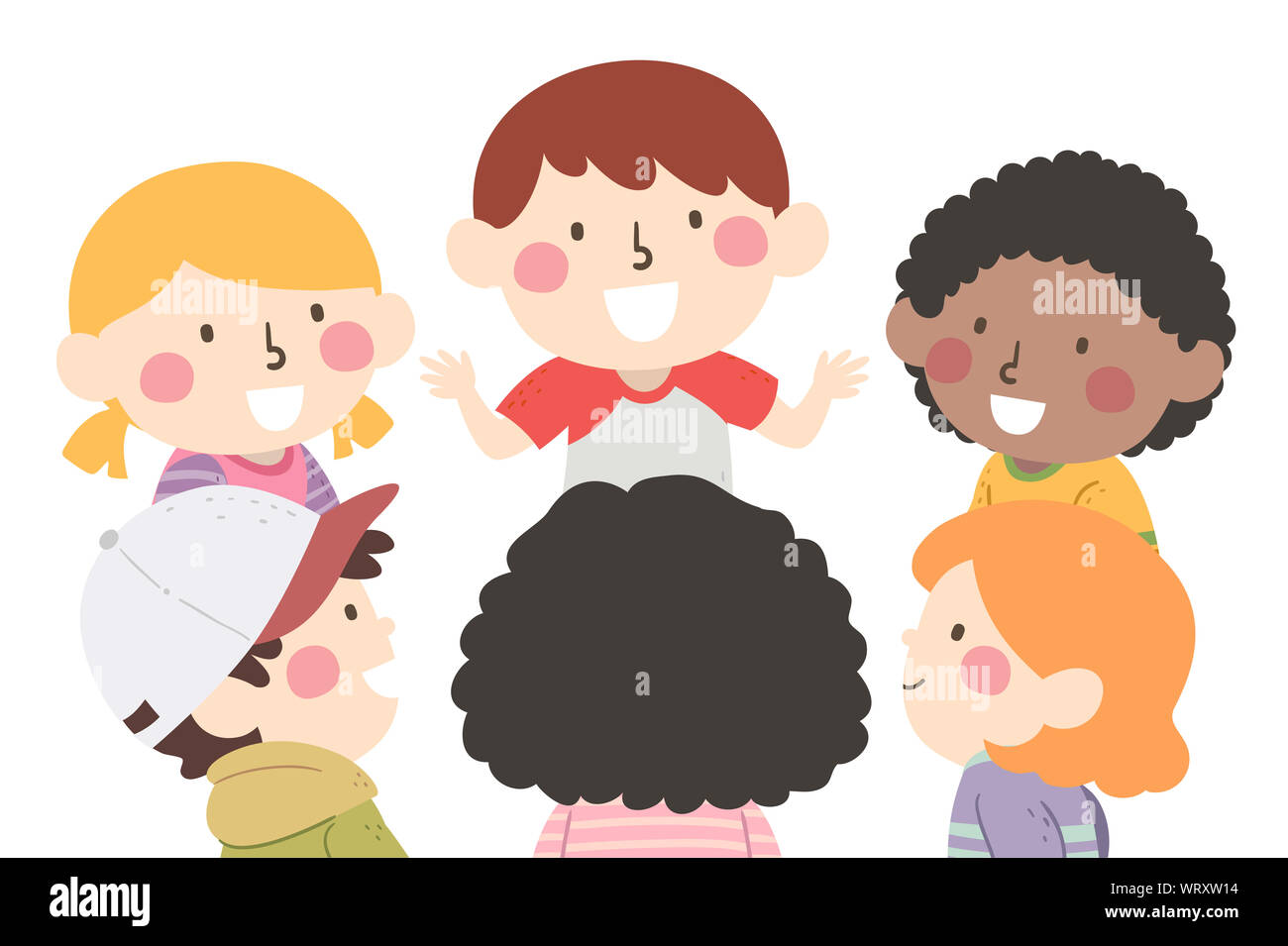 Illustration Of Kids Talking In Circle As A Group Stock Photo Alamy