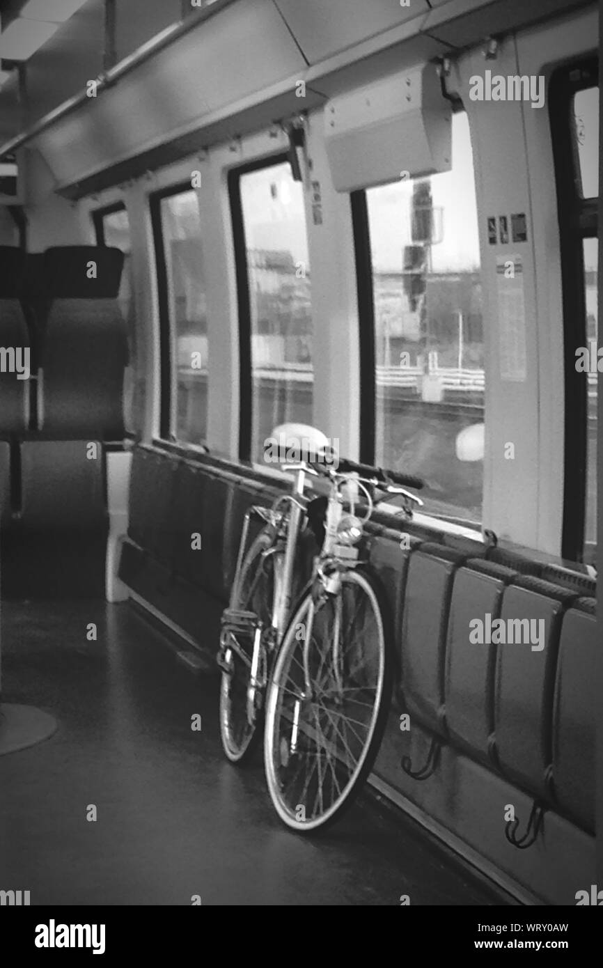 Bicycle Transported In Subway Train Stock Photo