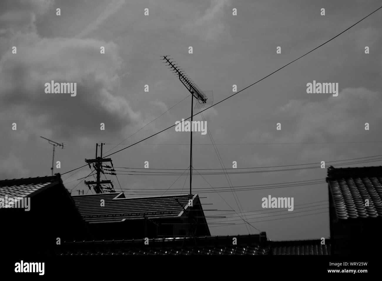 Antenna on the roof Black and White Stock Photos & Images - Alamy