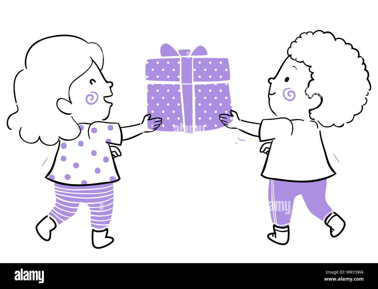 Illustration of Kids Holding a Big Gift, Giving and Receiving Concept Stock  Photo - Alamy