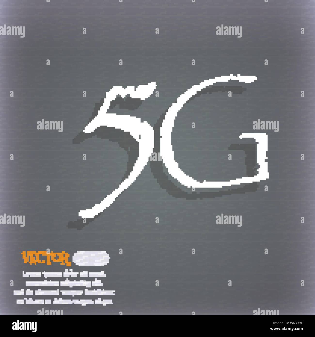 5G sign icon. Mobile telecommunications technology symbol. On the blue ...
