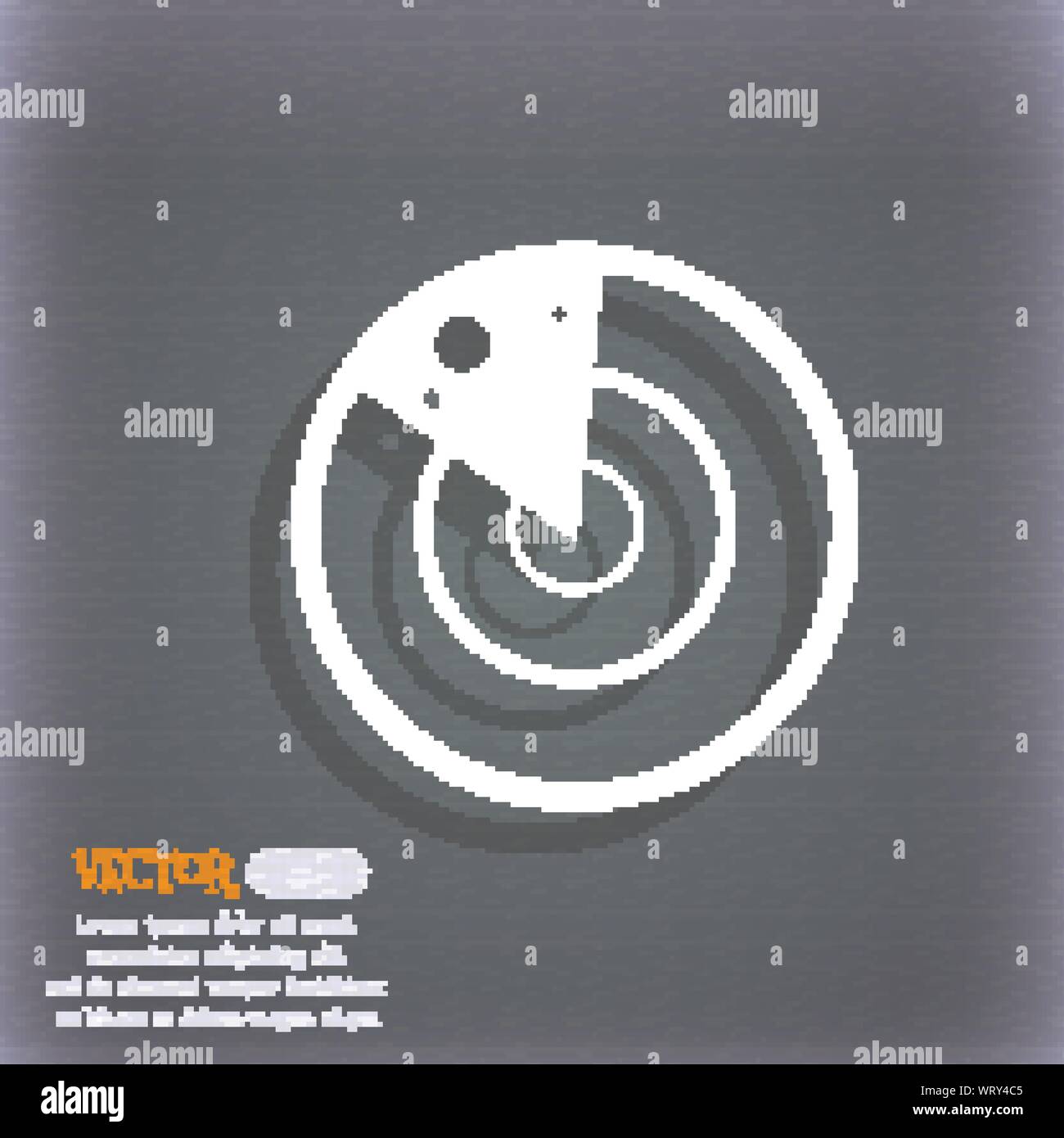 radar icon sign. On the blue-green abstract background with shadow and ...