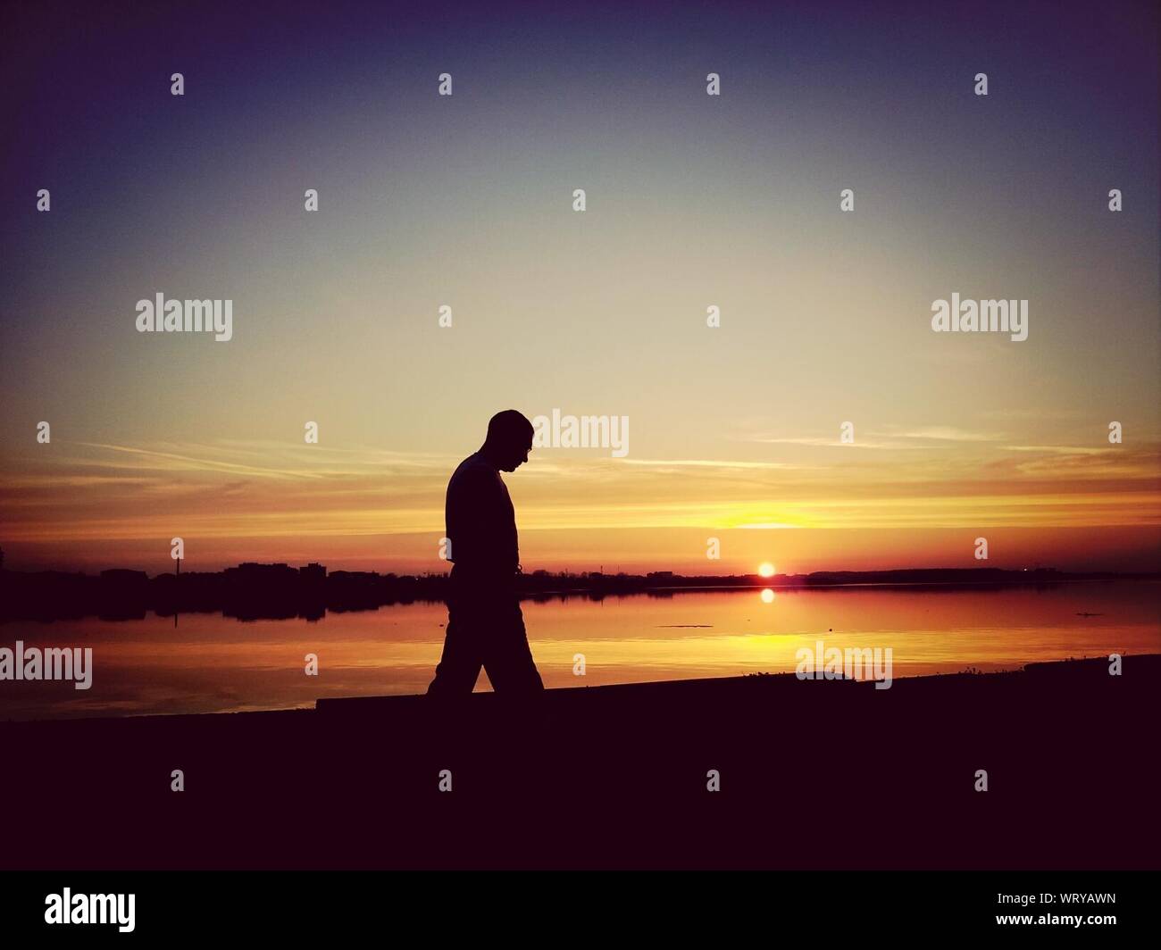 Silhouette man walking away hires stock photography and images Alamy